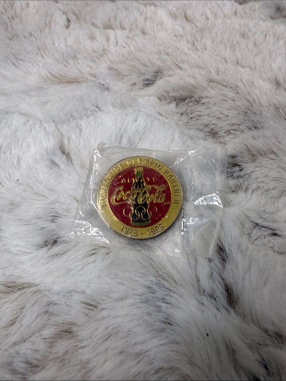 Coca-Cola Red and Gold Olympic Partner Commemorative Pin 1928-1996